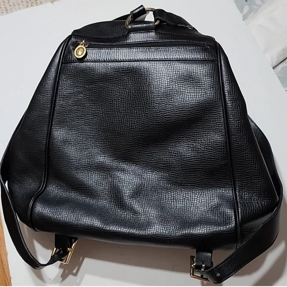 Christian Dior Black Leather Backpack. Vintage. Medium Size.